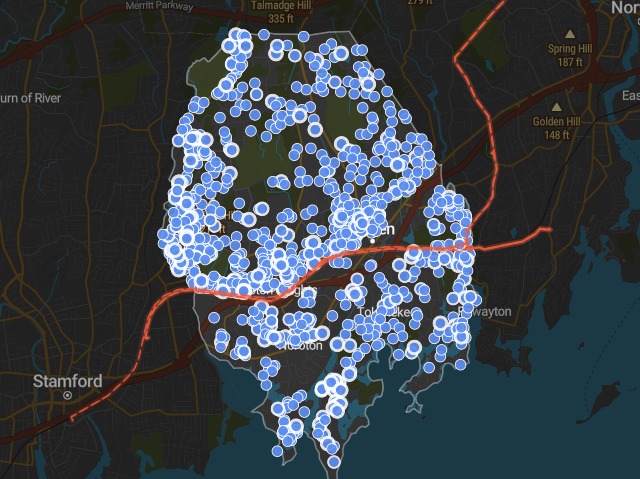Scored parcels across Darien.