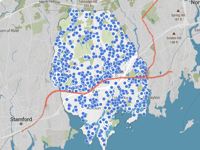 Scored parcels across Darien.
