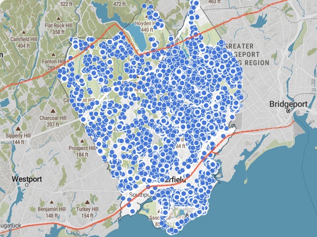 Scored parcels across Fairfield.