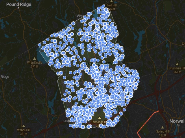 Scored parcels across New Canaan.