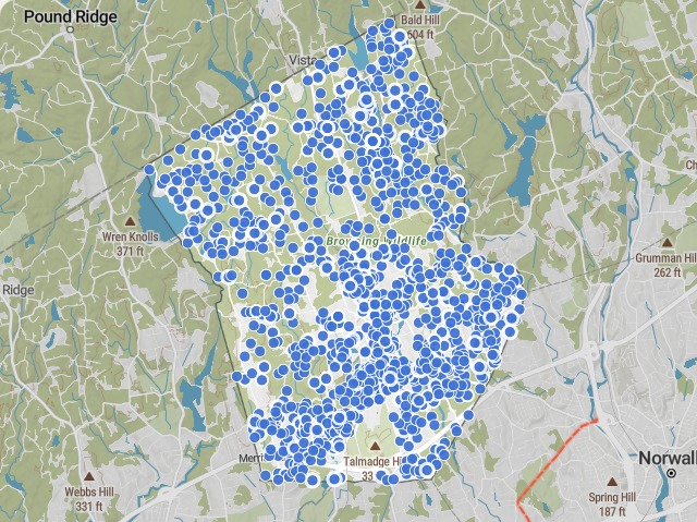 Scored parcels across New Canaan.