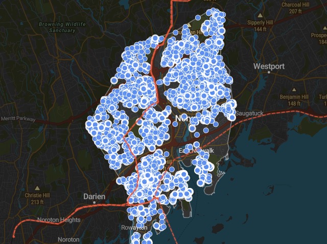 Scored parcels across Norwalk.