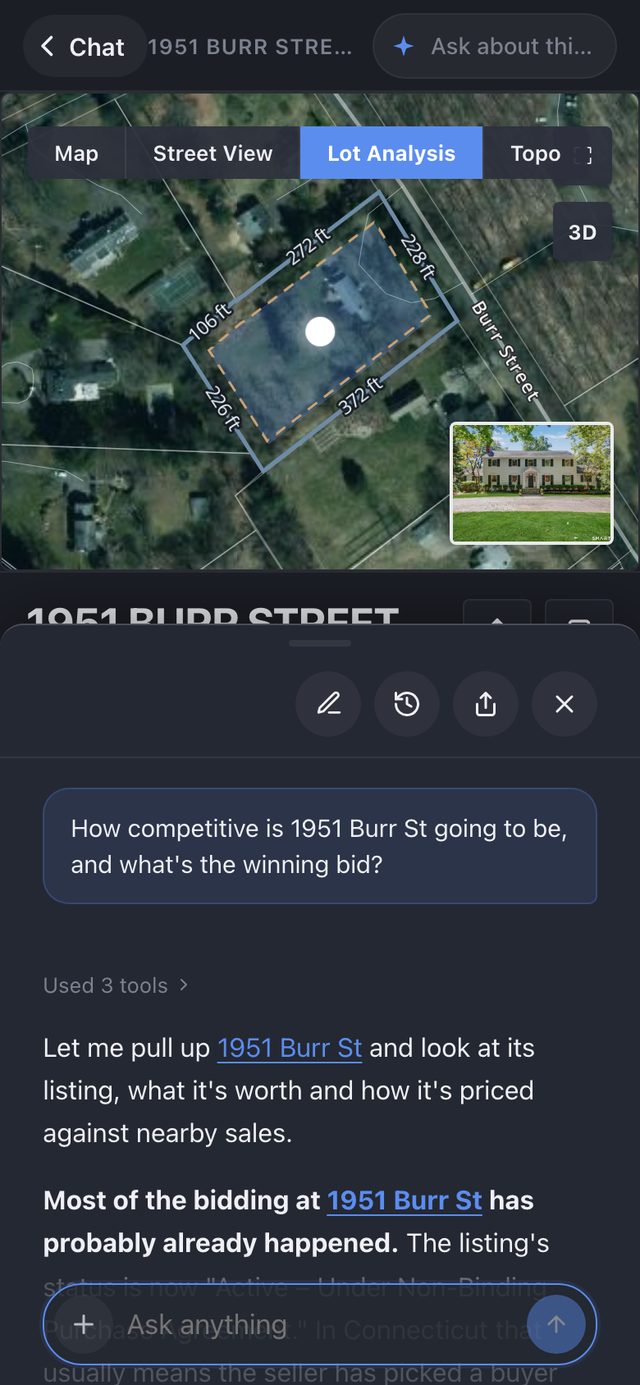 The same answer on a phone: how competitive 1951 Burr St was and where the winning bid likely landed