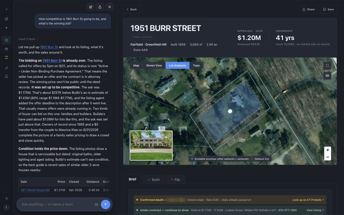 Agent answer on 1951 Burr St: priced to draw a crowd, offers called after listing, and the winning bid read from four closed sales, the property page open beside it