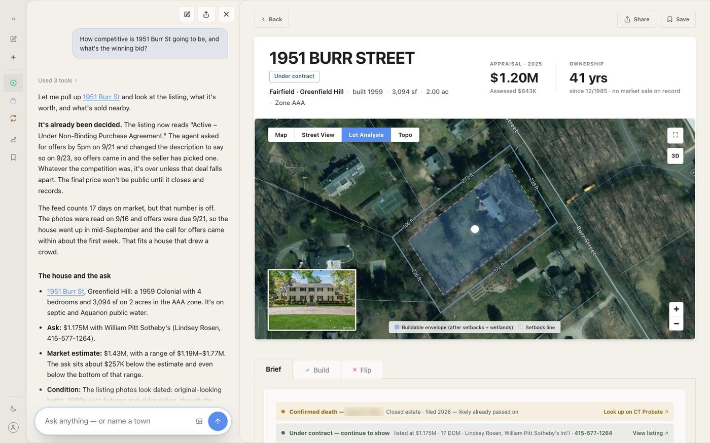 Agent answer on 1951 Burr St: priced to draw a crowd, offers called after listing, and the winning bid read from four closed sales, the property page open beside it