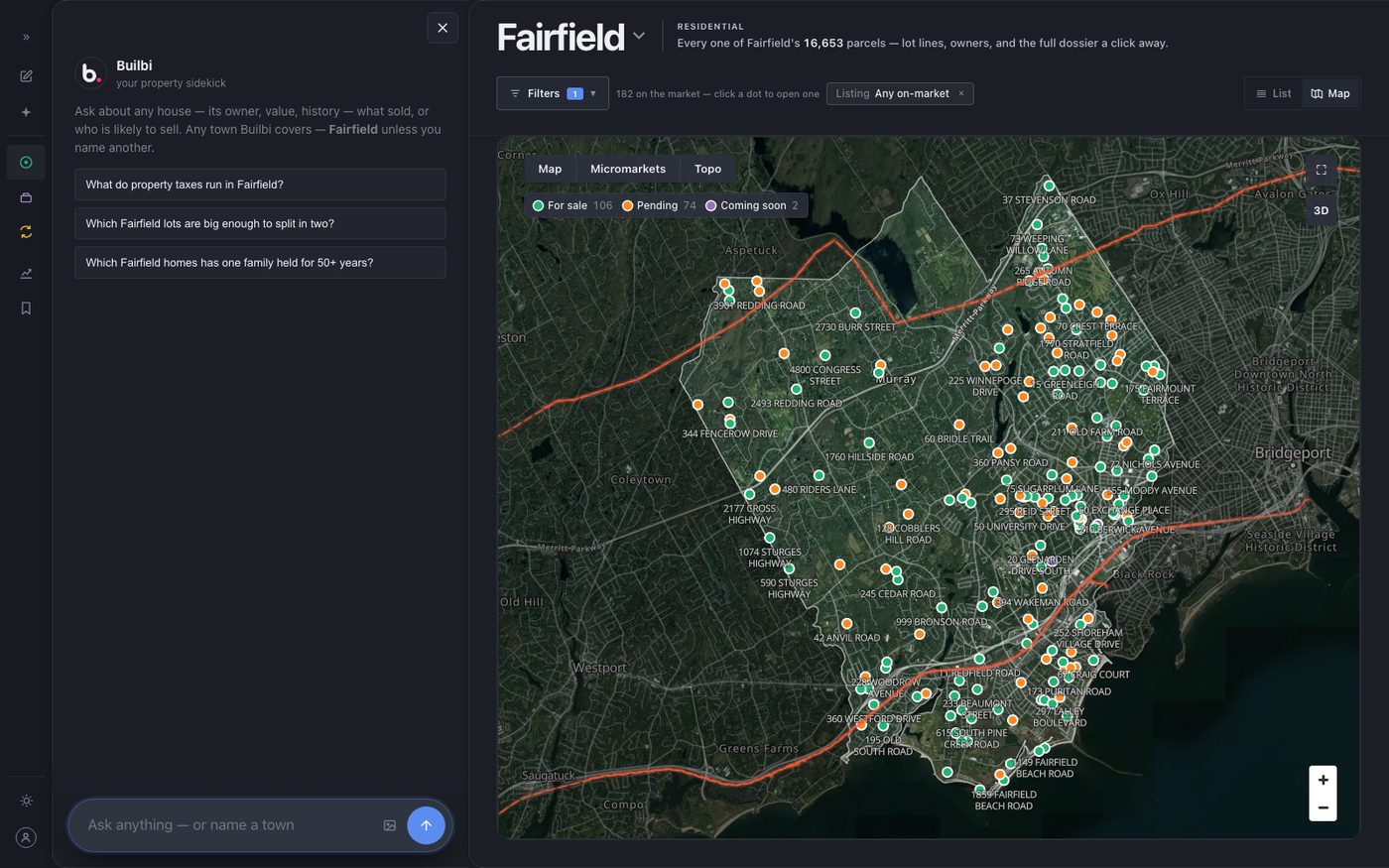 Fairfield on the Explore map, the chat panel open