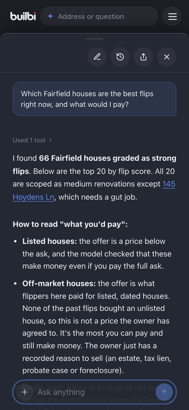 The same answer on a phone: the strongest Fairfield flips right now