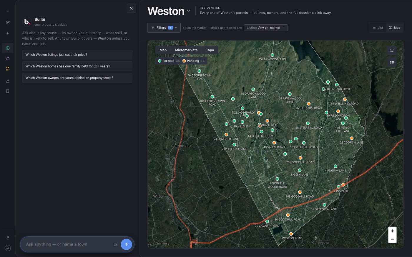 Weston on the Explore map, the chat panel open