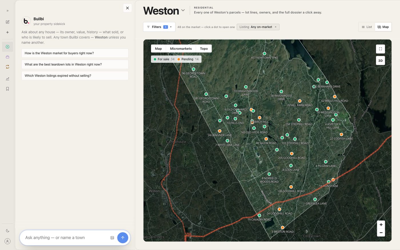 Weston on the Explore map, the chat panel open