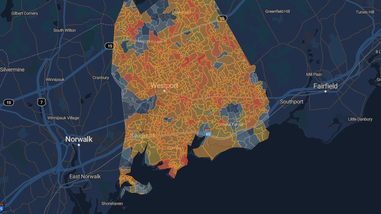 Westport builder-activity heat map: every street-level cluster coloured by where builders are buying right now.